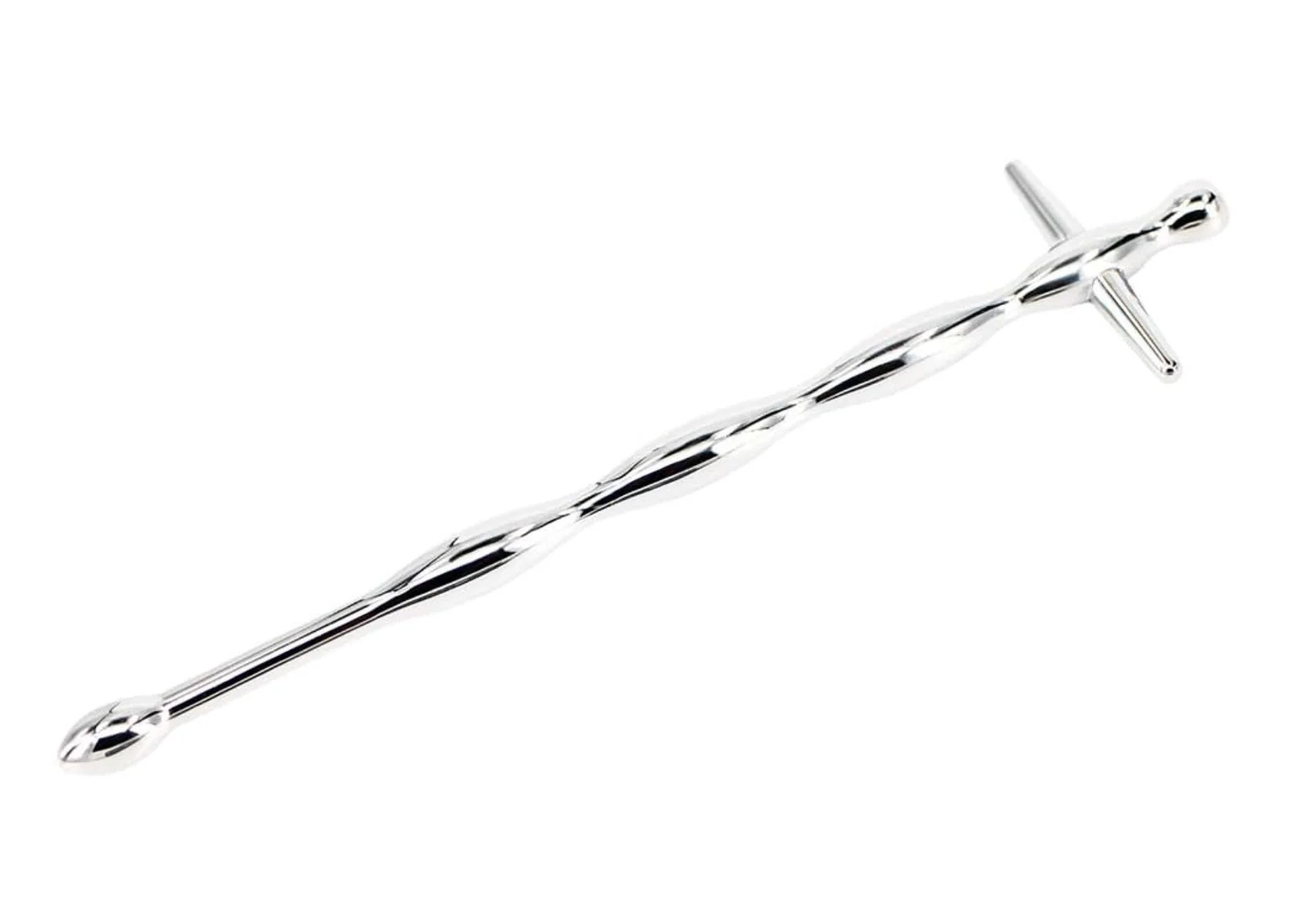STAINLESS STEEL WAVY CROSS TOP URETHRAL SOUND PENIS PLUG - Image 2