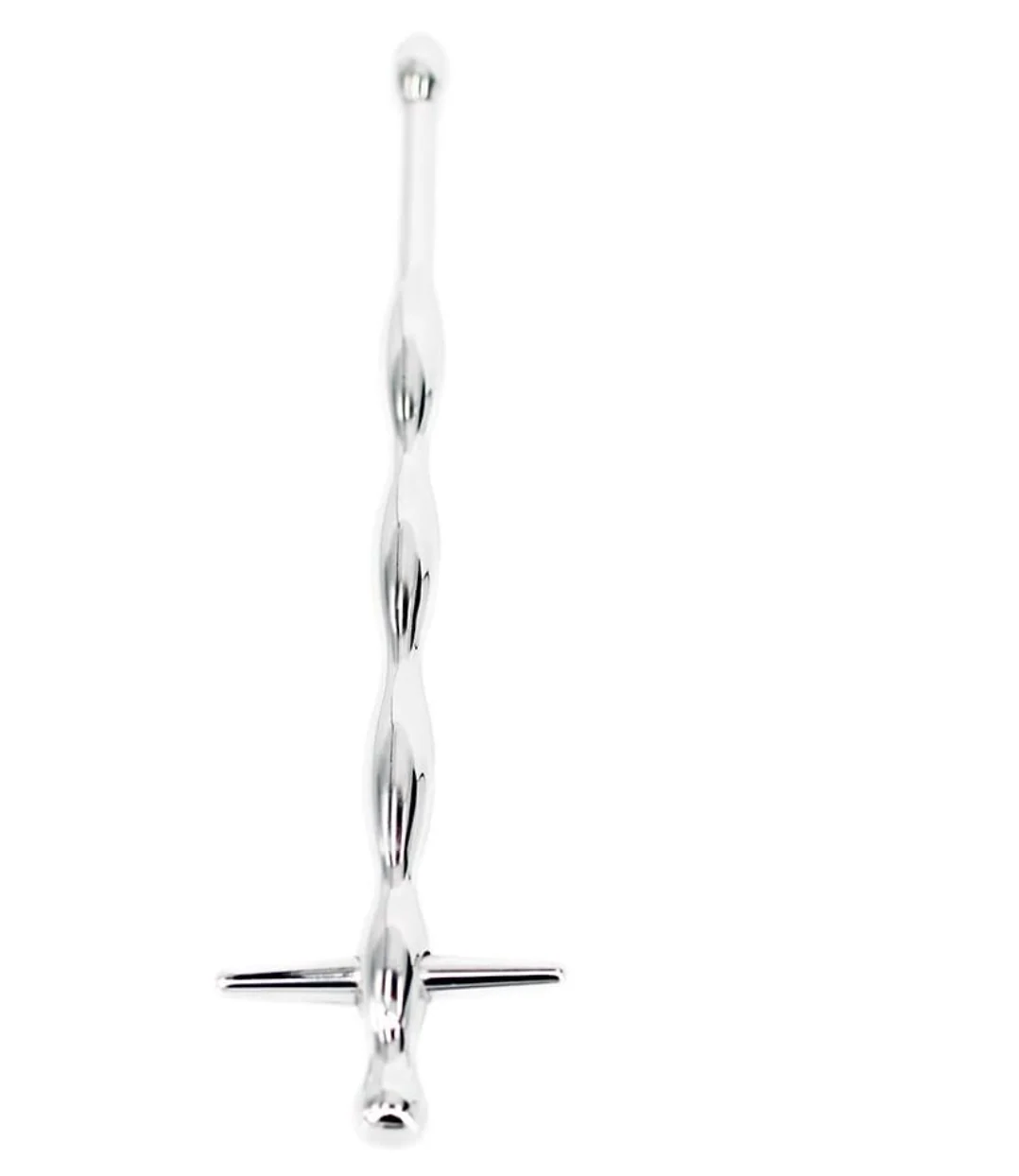 STAINLESS STEEL WAVY CROSS TOP URETHRAL SOUND PENIS PLUG - Image 4