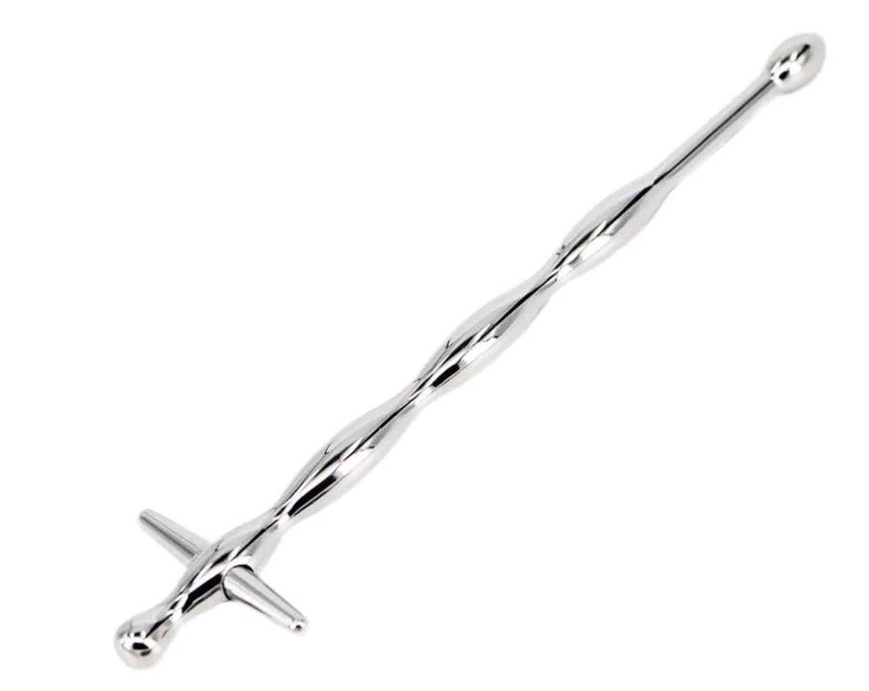 STAINLESS STEEL WAVY CROSS TOP URETHRAL SOUND PENIS PLUG - Image 5