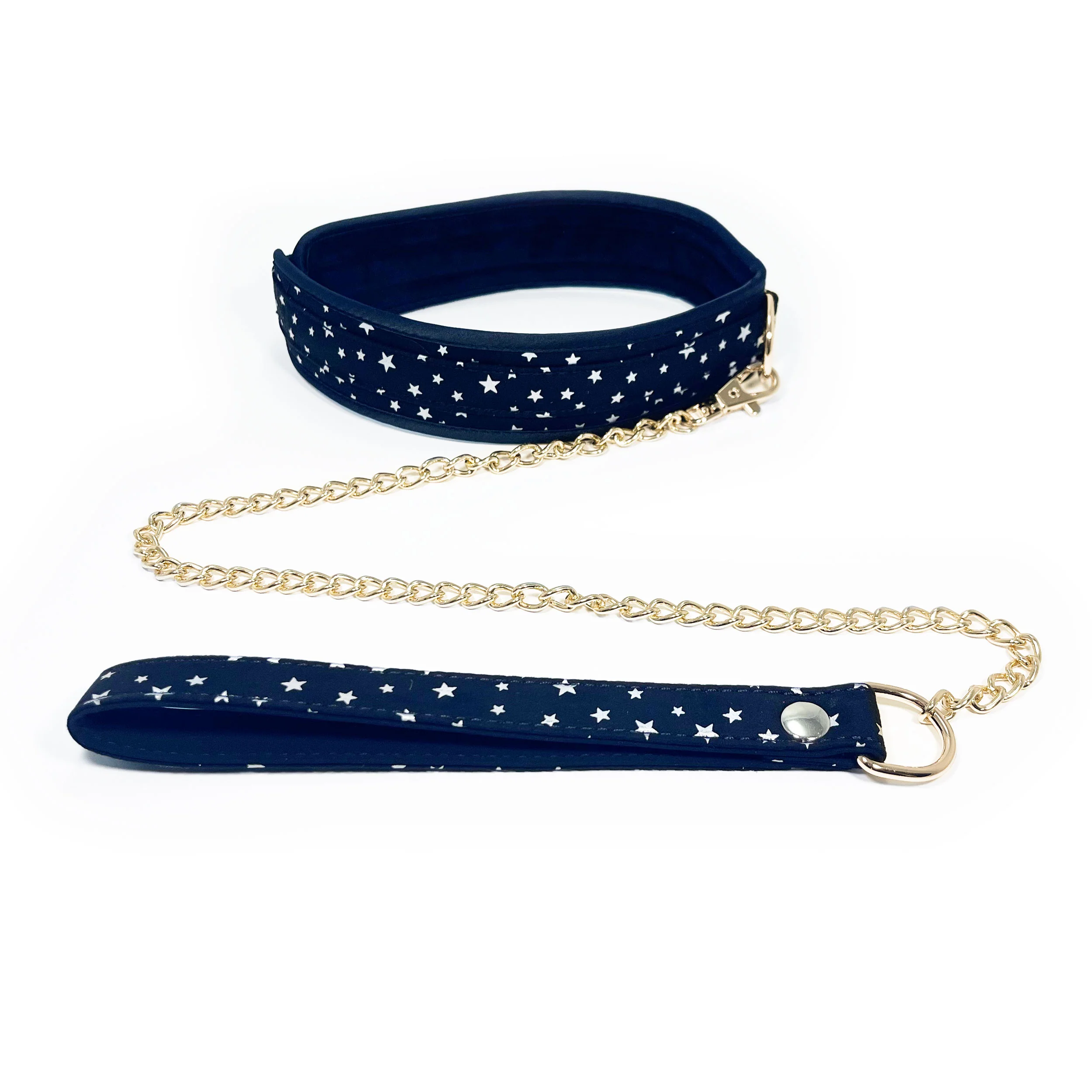 Starry Night Collar and Leash Set by Fetish Pleasure Play in Black - Image 2
