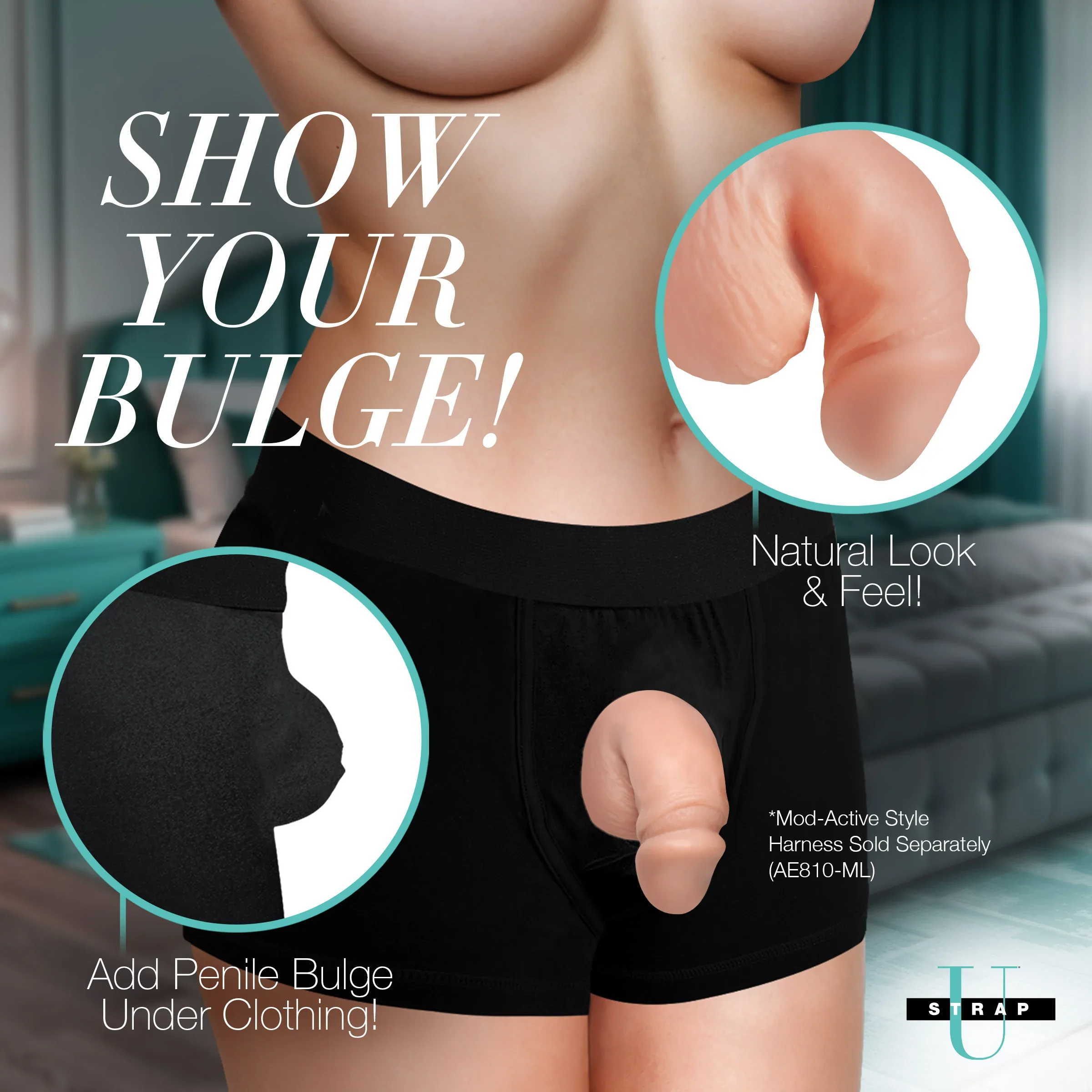 Strap U 3.6" Silicone Packer Dildo, Light - Image 3