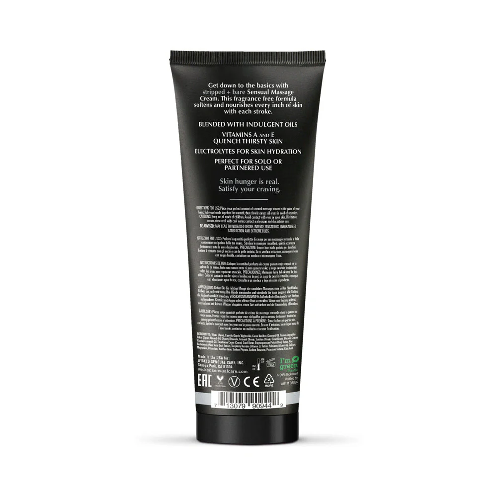 Stripped + Bare Unscented Massage Cream By Wicked Sensual Care, 4oz - Image 2