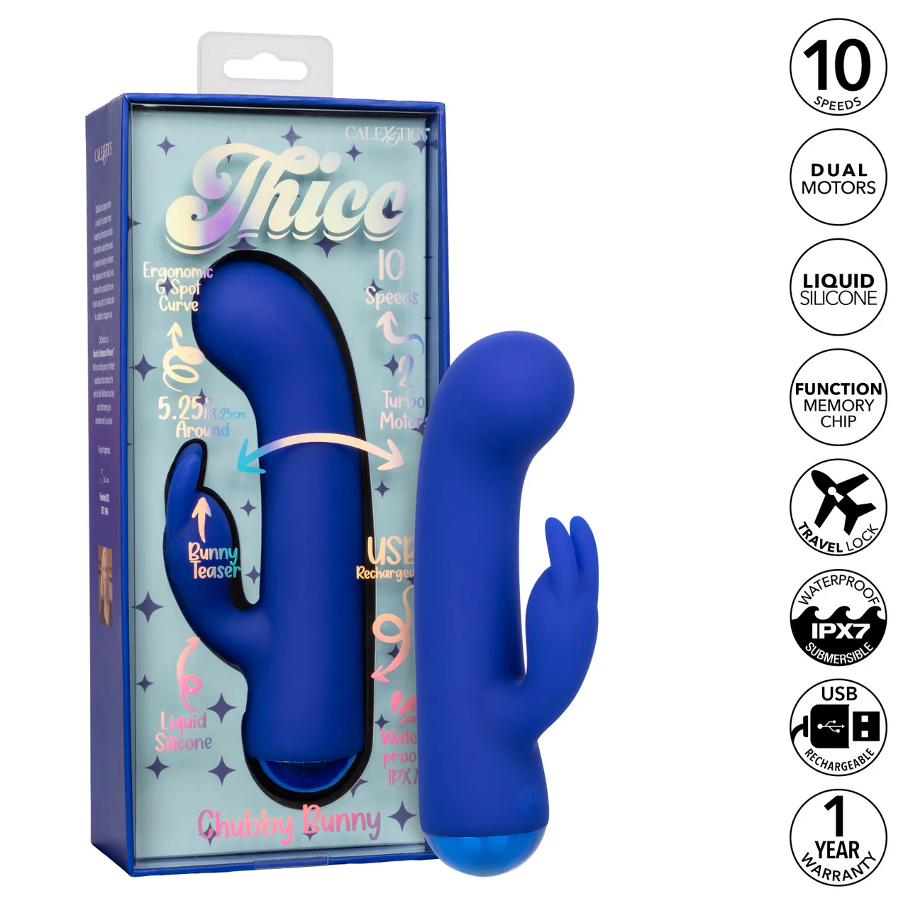 Thicc Blue Chubby Bunny Dual Motor Massager Vibrator - Image 3