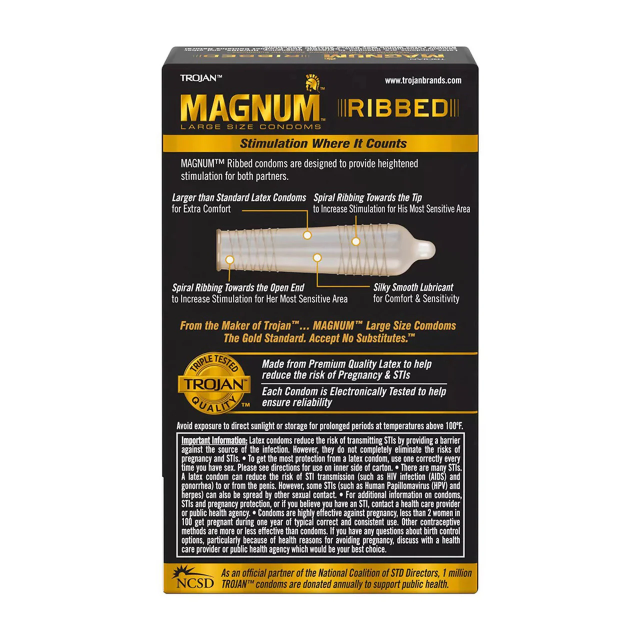 Trojan Magnum Ribbed Lubricated Condoms - 12 pk - Image 2