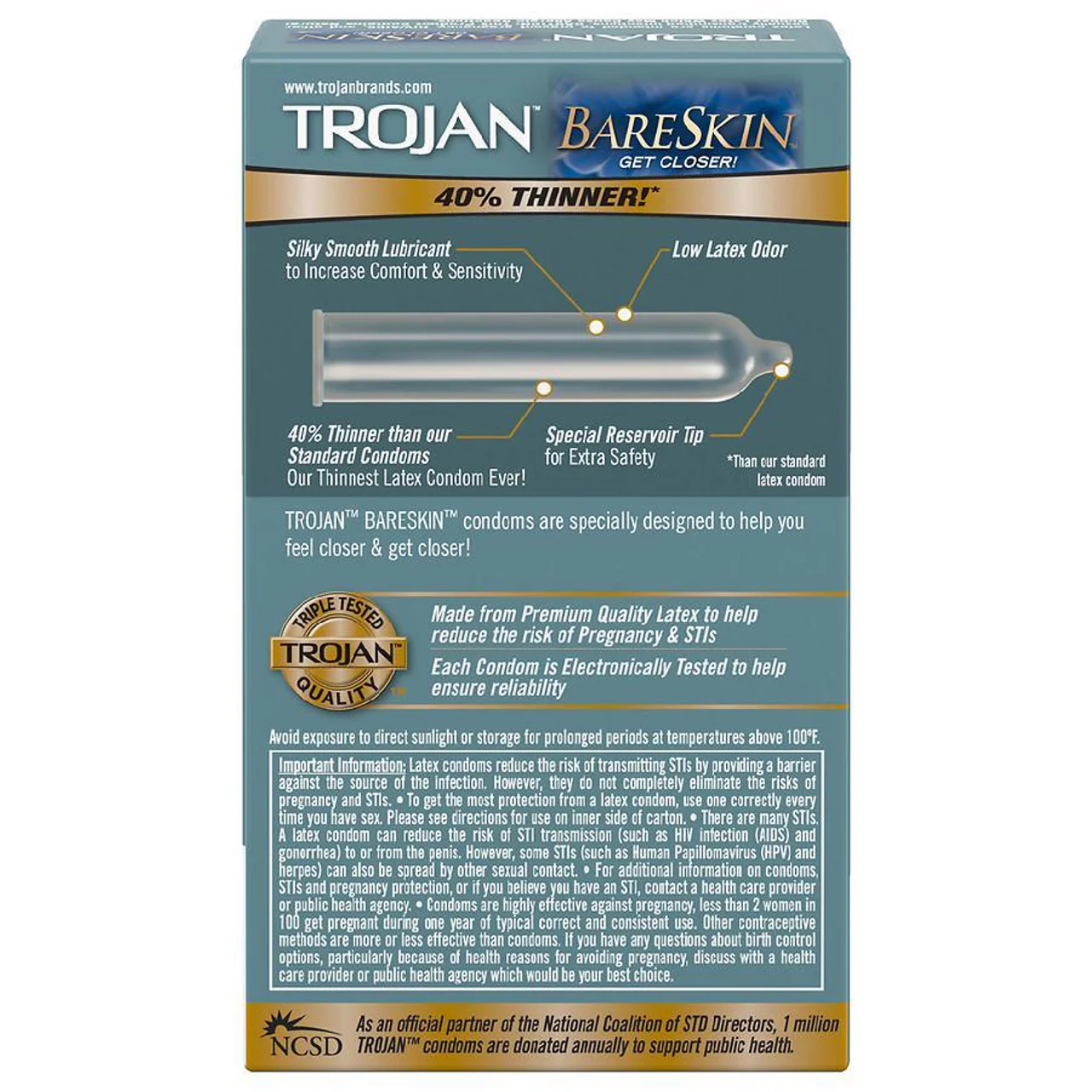 Trojan Sensitivity Bareskin Premium Lubricant Condoms - 10 pk - Image 2