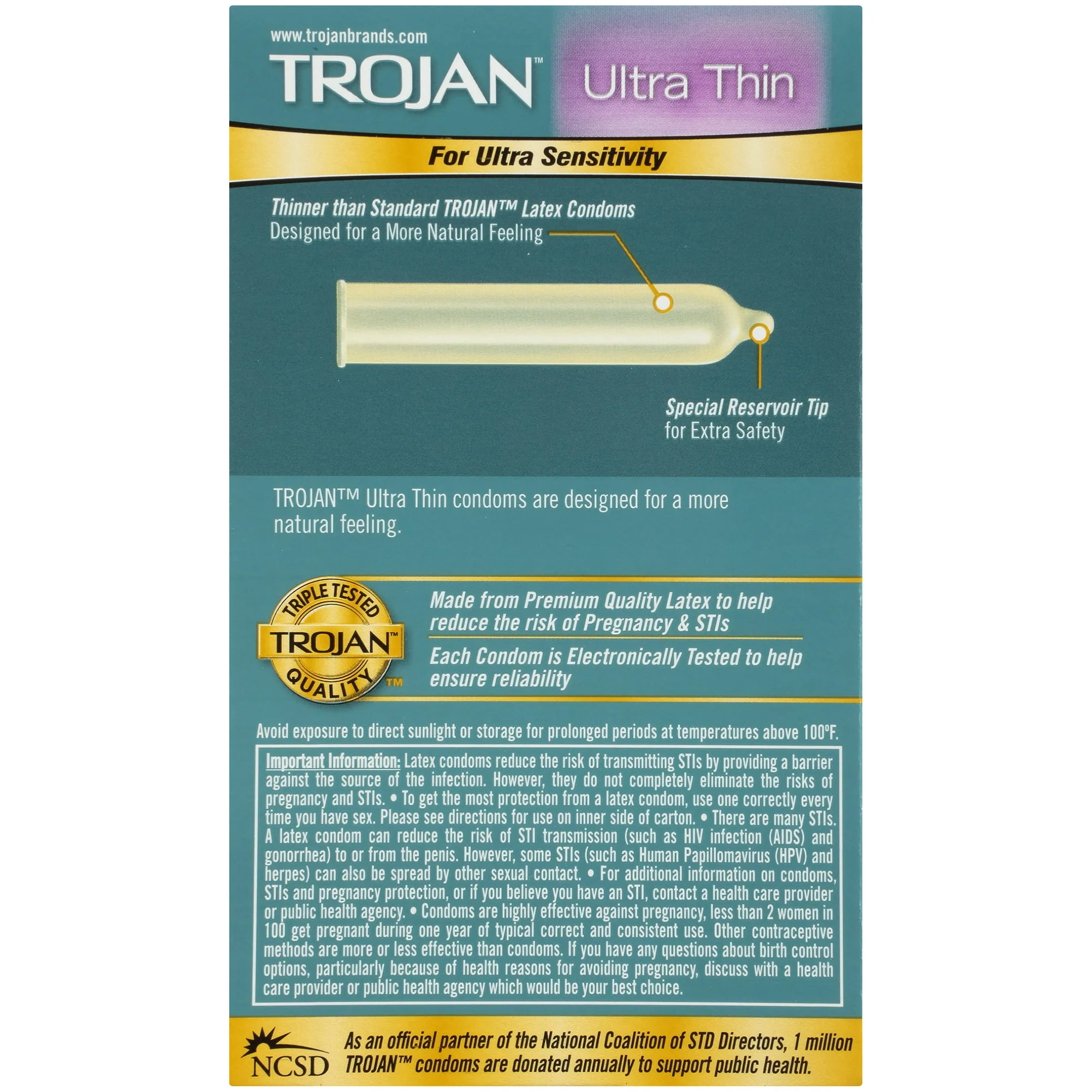 Trojan Ultra Thin Lubricated Condoms - 12 pk - Image 2