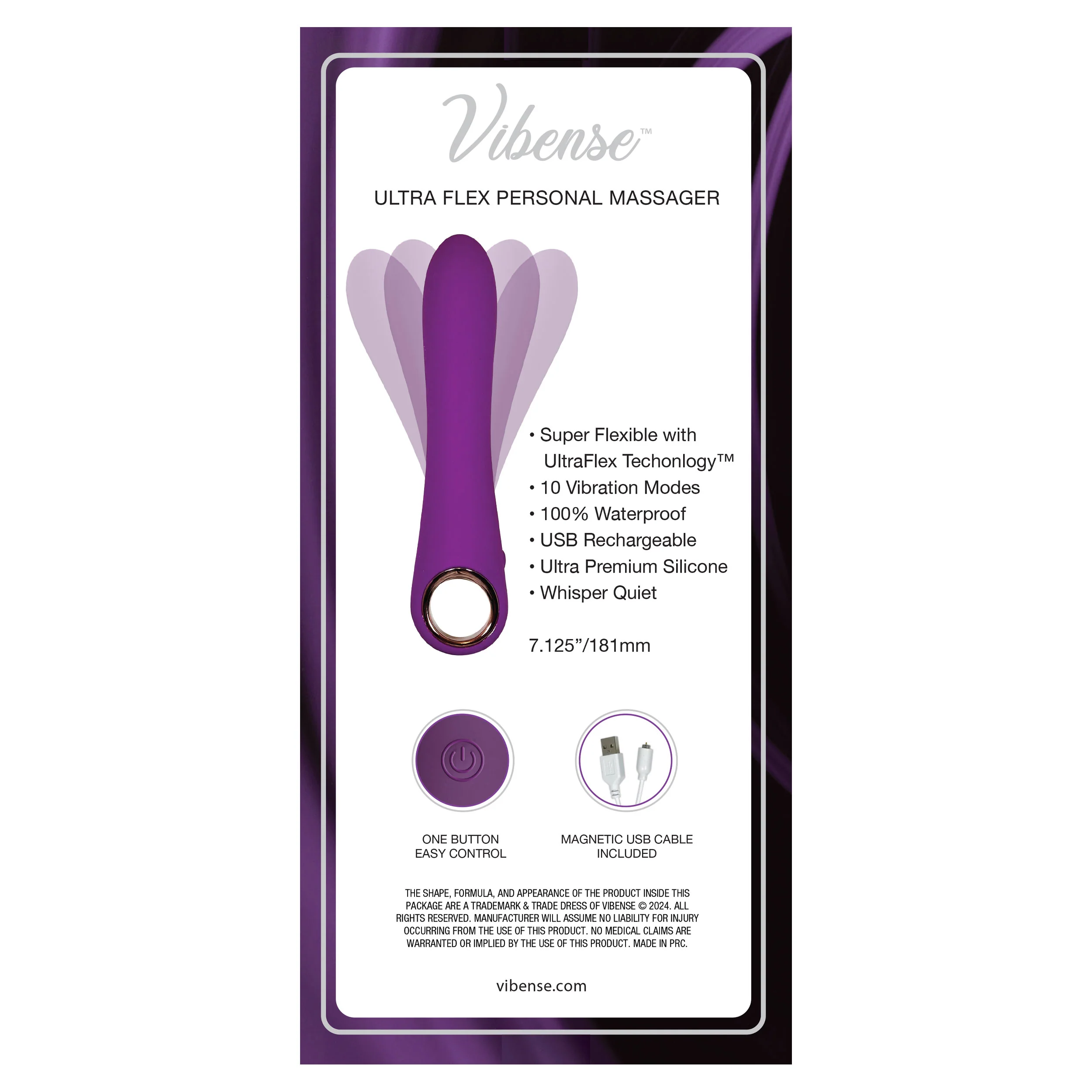 Ultra Flex Personal Massager Vibrator by Vibense in Purple - Image 4