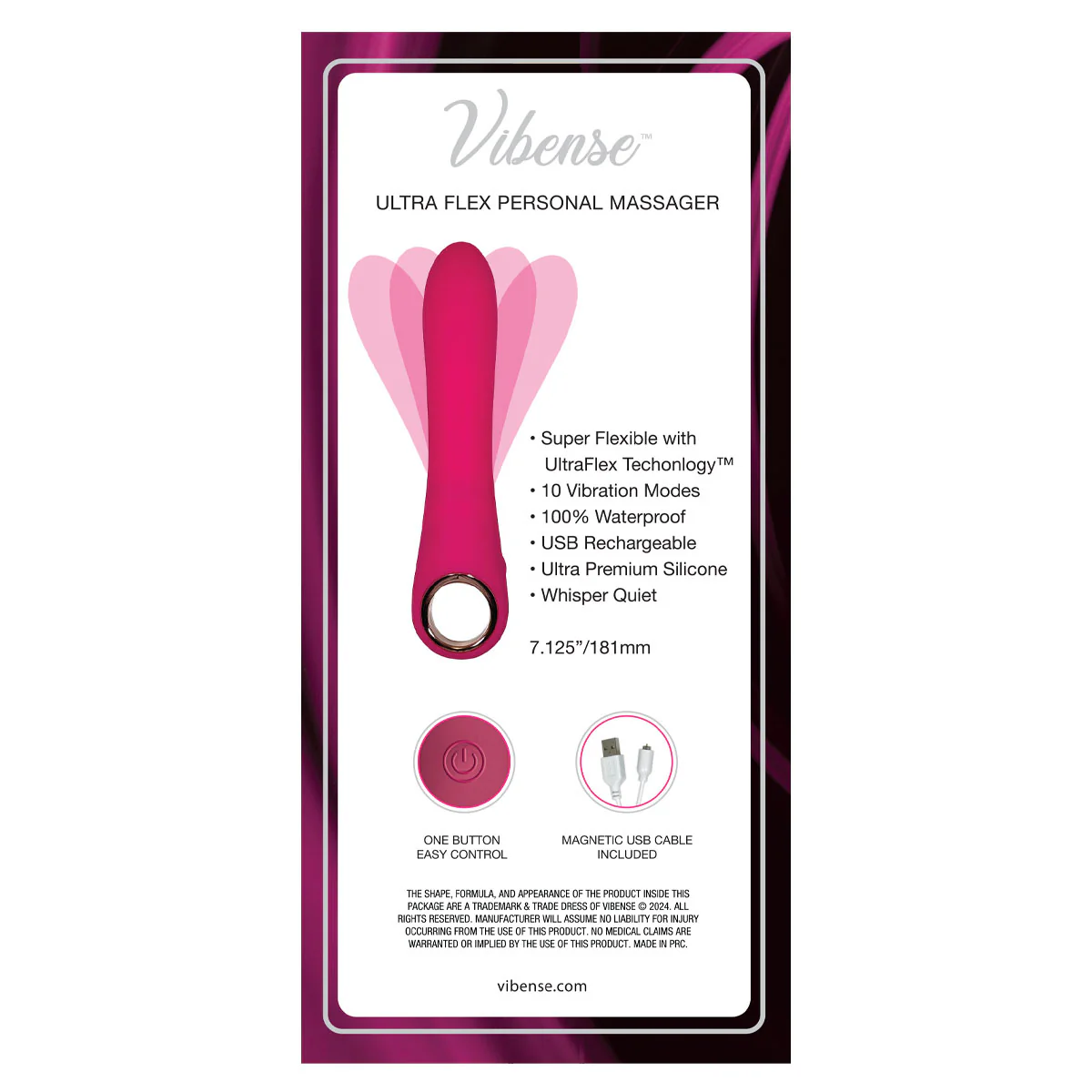 Ultra Flex Personal Massager Vibrator by Vibense in Pink - Image 4