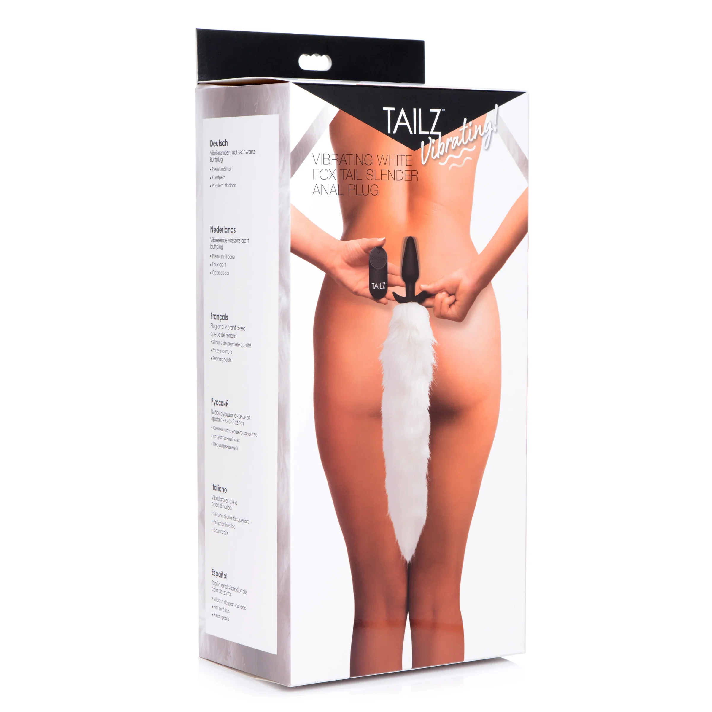 Vibrating White Fox Tail Slender Anal Plug - Image 6