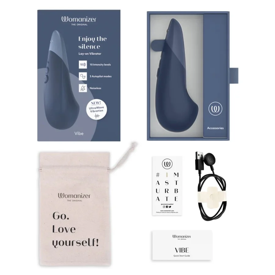Womanizer Vibe Clitoral Lay-On Vibrator-Dark Blue - Image 9
